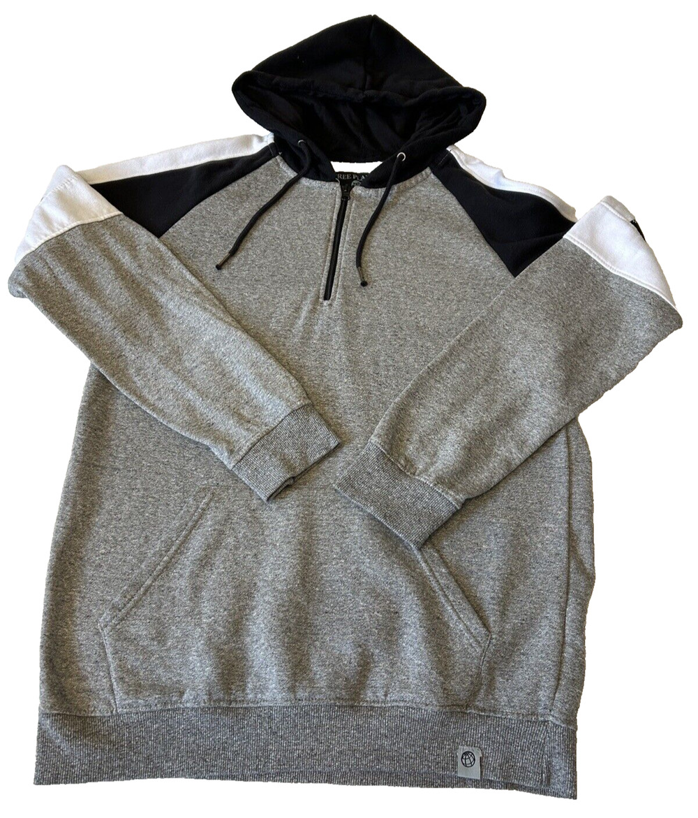 Free Planet Mens Hoodie 1/4 Zip Sweatshirt Sz XL Gray Long Sleeve